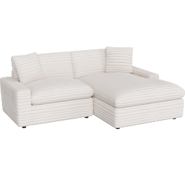 Perspective view of Serenity Fluffy Cream Corduroy 104 Oversized 2 Piece Sofa With Right Arm Facing Chaise