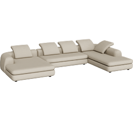 Perspective view of Americano Asymmetrical Double Chaise Sectional, Deep, Pecora Cream
