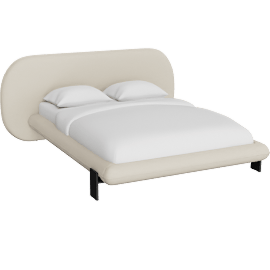 Perspective view of Stellar Off White Fabric Queen Bed