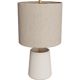 Perspective view of Bruin lamp 22h, Bone/ Natural shade