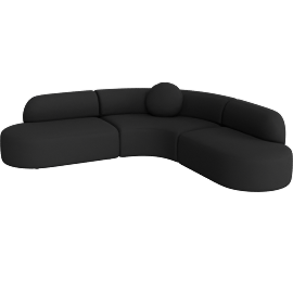 Perspective view of Horizon Sectional Sofa Black Boucle