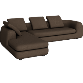 Perspective view of Americano Sectional w/ Chaise RHF, Standard, Pecora Chocolate