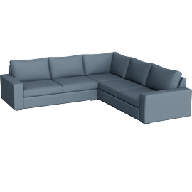 Perspective view of Araceli II French Blue 3 Piece Sectional