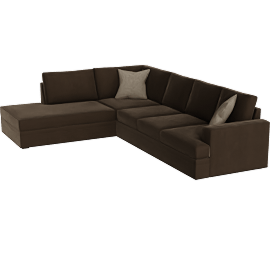 Perspective view of Bonaterra II 127 2 Piece Sectional With Right Arm Facing Sofa & Left Arm Facing Corner Chaise, Chocolate