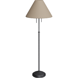 Perspective view of Lucille floor lamp, Graphite/ Taupe shade