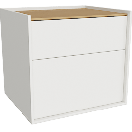 Perspective view of BERA BEDSIDE TABLE, WHITE/OAK