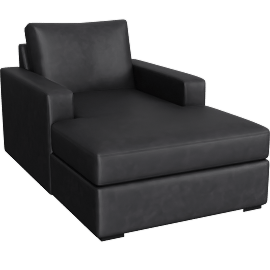 Perspective view of Araceli II Charcoal Vegan Faux Leather Chaise Lounge