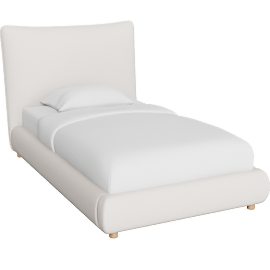 Perspective view of Cloud Boucle Twin Upholstered Platform Bed