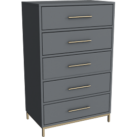 Perspective view of Wisteria Grey Wood 5-Drawer Chest