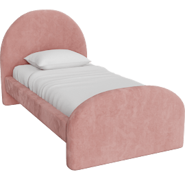 Perspective view of Kylin Twin Upcycled Chenille Upholstered Arched Platform Bed, Rose
