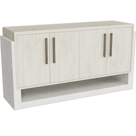 Perspective view of Relei White Wood 2 Door 67 Sideboard Buffet