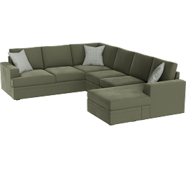 Perspective view of Bonaterra II 127 2 Piece Sectional With Right Arm Facing Queen Sleeper Sofa Chaise, Forest Green