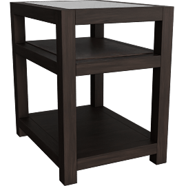 Perspective view of Sawyer Black 18 Wide Rectangle Glass Top & Wood Base End Table, Shelf