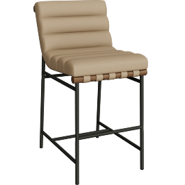 Perspective view of Barten Tan Vegan Leather Upholstered 37 Counterstool With Black Leg Frame
