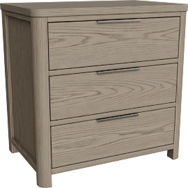 Perspective view of Regal Natural Grey 3 Drawer Nightstand