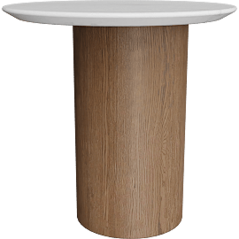 Perspective view of MYON SIDE TABLE, CARRARA/WALNUT