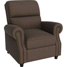 Perspective view of Warwick Push Back Recliner, Brown Linen