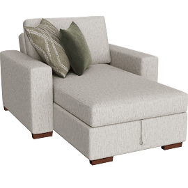 Perspective view of Alonza Chaise Lounge with Arms And Hidden Storage Click Motion Back