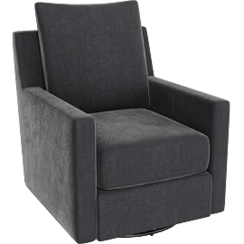 Perspective view of Bonaterra II 29.5 Swivel Glider Armchair, Nursery Chair, Gun Metal