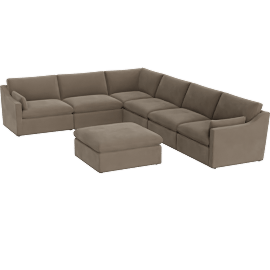 Perspective view of Adelina 163 6 Piece Modular Sectional with Ottoman, Mocha