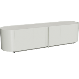 Perspective view of Valmont TV Stand Alabaster