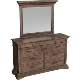 Perspective view of Archibald 9-Drawer Dresser With Mirror
