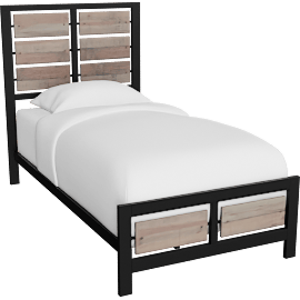 Perspective view of Wesson Brown Twin Wood & Metal Panel Bed
