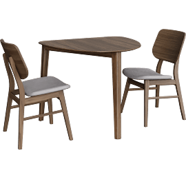 Perspective view of Scarpo Brown/Grey Wood 32" Corner Dining Table Set For 2