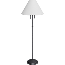 Perspective view of Lucille floor lamp, Graphite/ White shade