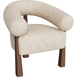 Perspective view of Veltrix Lounge Chair Vegan Shearling