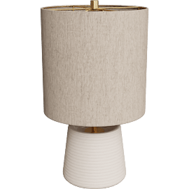 Perspective view of Bruin lamp 16h, Bone/ Natural shade