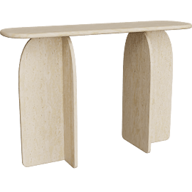 Perspective view of Clementine Faux Travertine Console Table