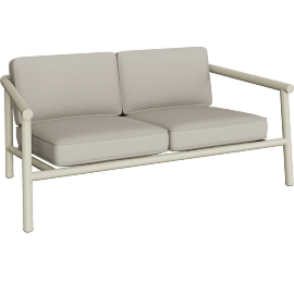 Perspective view of Campus Outdoor Sofa, Two Seater, Pebble Grey