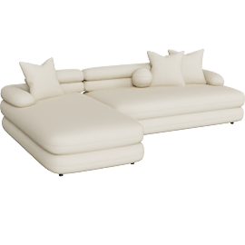 Perspective view of Niko Cream Boucle Modular LAF Sectional