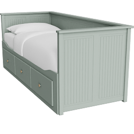 Perspective view of HEMNES Day-bed w 3 drawers, Grey-green