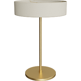 Perspective view of Cohen lamp, 28h, Satin brass/ white shade
