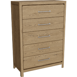 Perspective view of Lore Brown 5 Drawer Chest