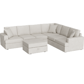 Perspective view of Bonaterra II 127 2 Piece Sectional With Left Arm Facing Queen Sleeper Sofa & Ottoman, Sand