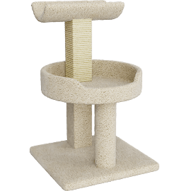 Perspective view of Cat Condos 2 Level Premier Window Perch / Scratch Post, Tan