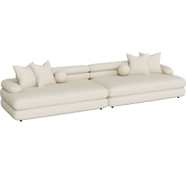 Perspective view of Niko Cream Boucle Modular Sofa