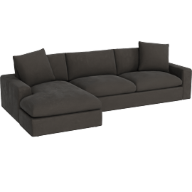 Perspective view of Paloma III Espresso 130 2 Piece Sectional with Left Arm Facing Oversized Chaise