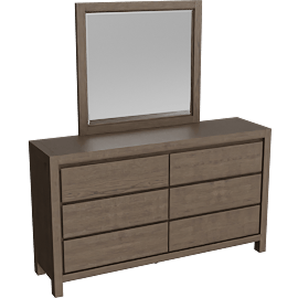 Perspective view of Voyage Brown Wood 6-Drawer Dresser with Mirror By Nate Berkus + Jeremiah Brent