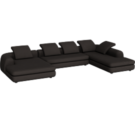 Perspective view of Americano Asymmetrical Double Chaise Sectional, Deep, Pebbleweave Chocolate