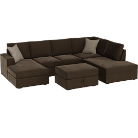 Perspective view of Bonaterra II 127 2 Piece Sectional With Left Arm Facing Sofa Chaise + Right Arm Facing Corner Chaise & Ottoman, Chocolate