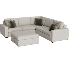 Perspective view of Alonza 4 Piece Sectional with Pull-Out Bed And Ottoman