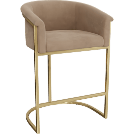 Perspective view of Monalle Beige Velvet Upholstered 36 Counterstool With Gold Leg Finish