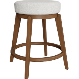 Perspective view of Rumford Brown And Cream Upholstered Swivel 26 Counter Height Stool