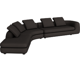 Perspective view of Americano Corner Sectional Sweep, LHF, Pebbleweave Chocolate