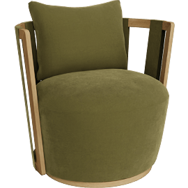 Perspective view of Equinox Swivel Chair, Green Velvet