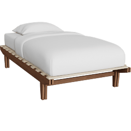 Perspective view of Lea Twin To King Brown Walnut Finish Wood Expandable Platform Bed